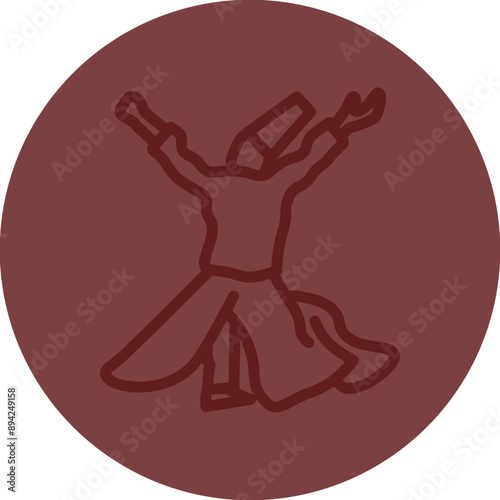 sufi whirling dervish Vector Line Maroon Circle Maroon
