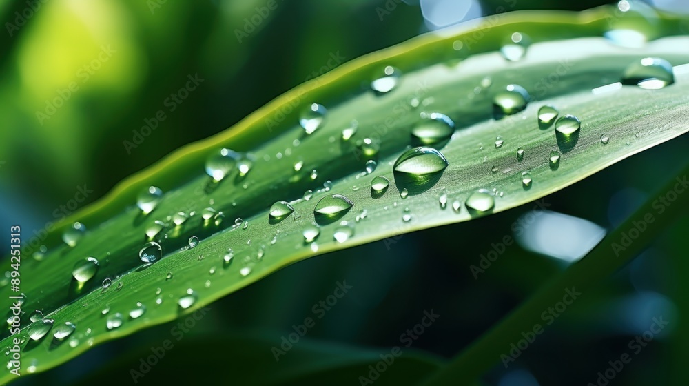 Close-up shot of dew drops covering plant leaves, capturing the intricate details of nature. Close-up shot of dew drops covering plant leaves, capturing the intricate details of nature.