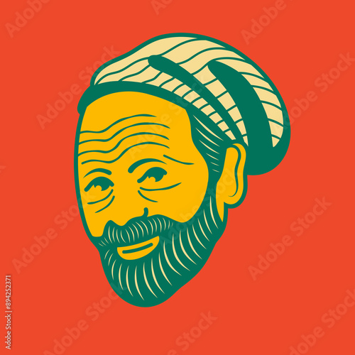 Old man face avatar illustration graphic design 26