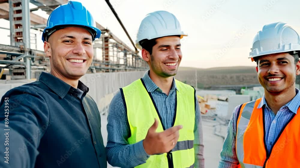 Construction Workers Taking a Selfie on Site Construction Workers Taking a Selfie on Site