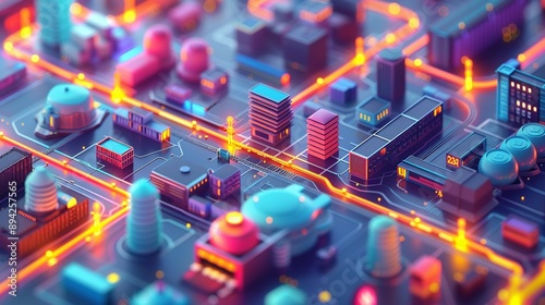 Global supply chain with abstract logistics hubs and trade routes. Minimalist UI in a flat illustration style on a white background with bright Color scheme, dribble, flat Illustration , Minimalism,