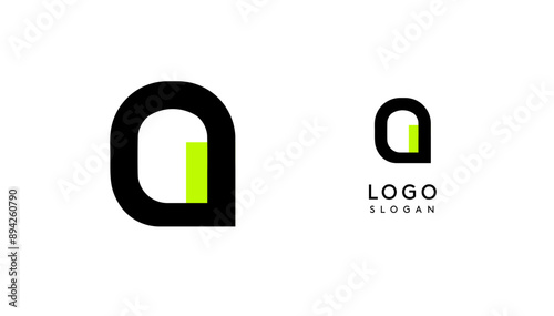 Bauhaus flat unique Letter Q, color logo for business, tech apps, architectural brands. Minimal modular geometric design, simple modern branding. Vector logotype