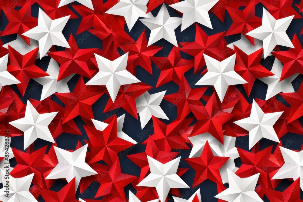 Folded paper stars in red and white, perfect for festive decoration or craft project. Folded paper stars in red and white, perfect for festive decoration or craft project.