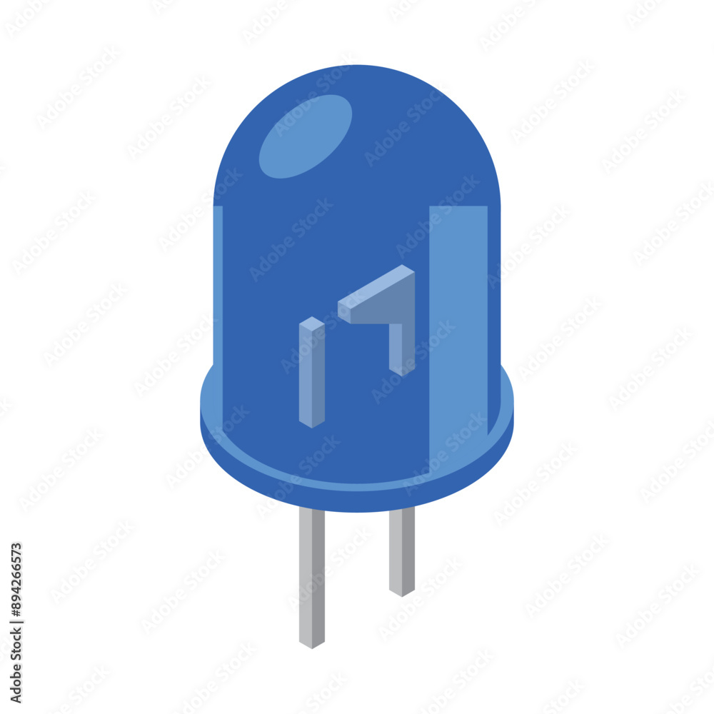 Blue led isometric icon. LED semiconductor composition. Light emitting diode. Electronic component icon in isometric style