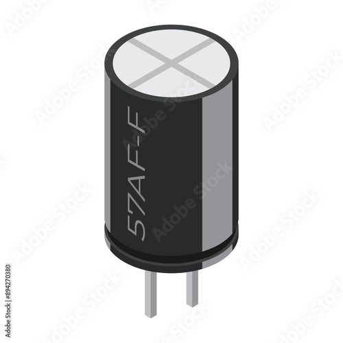 Capacitor electronic component. Capacitor icon. Isometric capacitor. Isometric electronic component. Vector illustration