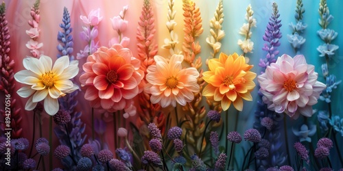 showcases a beautiful arrangement of various colorful flowers against a gradient background. 