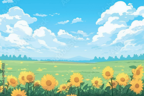 Vibrant sunflower field landscape