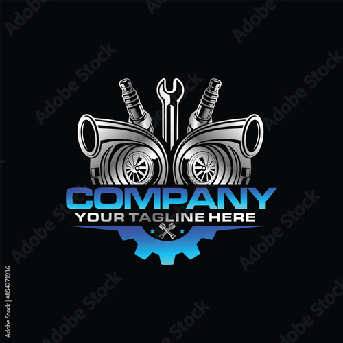 Diesel engine logo. workshop automotive transportation engine piston design vector template