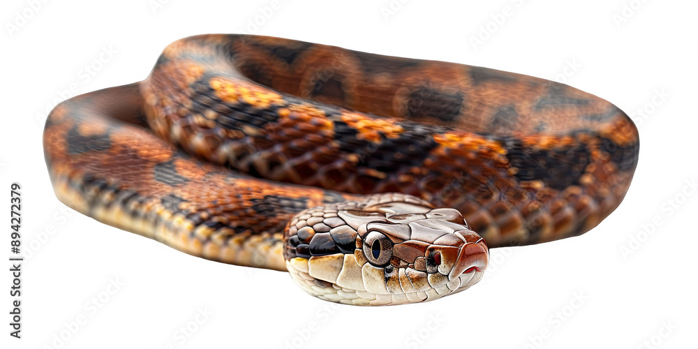 Obraz premium Curled snake coiled in a resting position tranquility transparent background