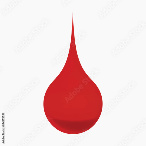 Red droplet on white background