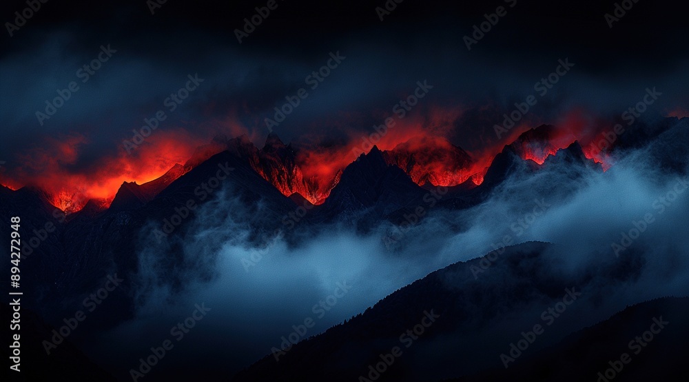 Fototapeta premium fire in the mountains