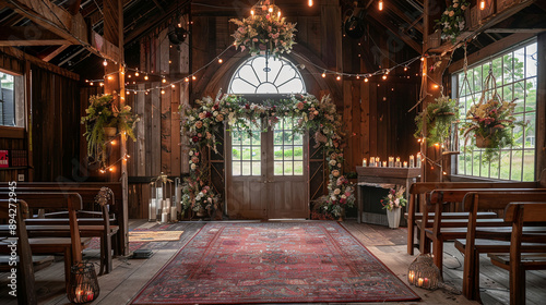 Wedding ceremony, A wedding chapel with rustic decor.  © Юлия Серая