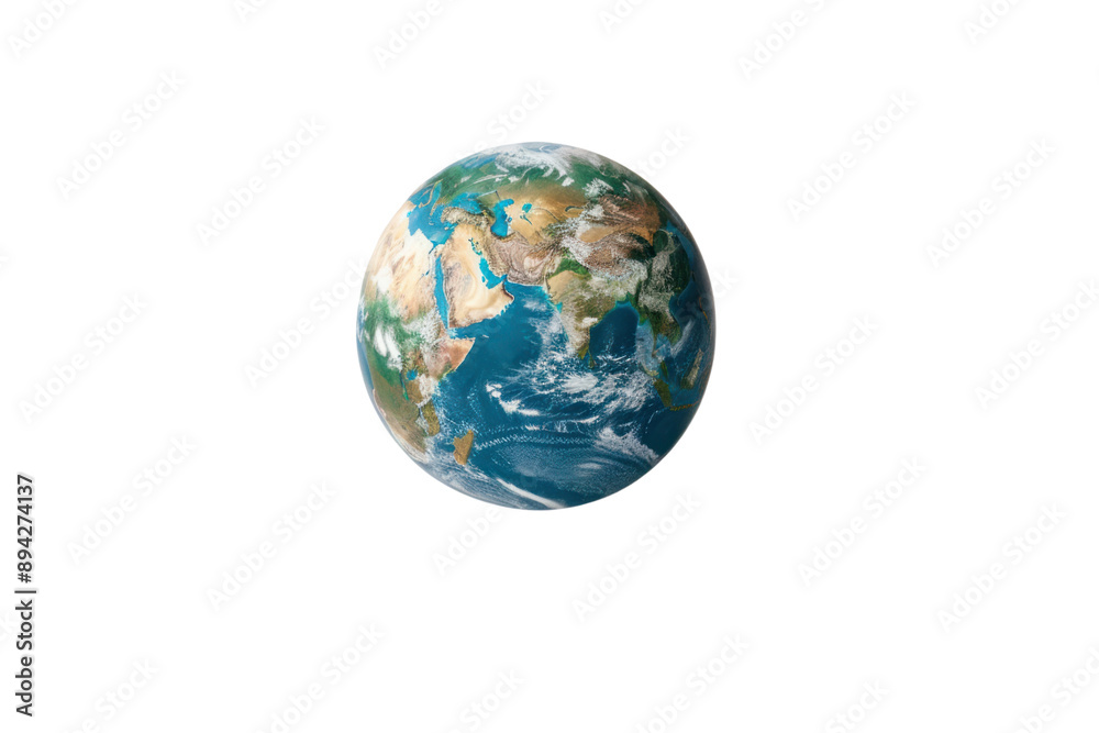 Earth's blue oceans reflect sunlight. causing light to work together Isolated on a white background. Earth's blue oceans reflect sunlight. causing light to work together Isolated on a white background.