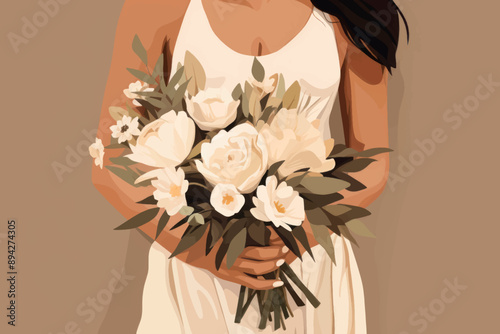 Bride holding elegant floral bouquet