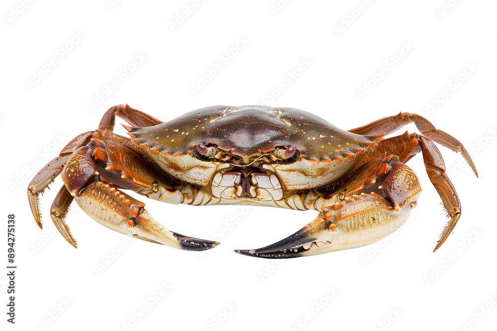 Photo of Dungeness crab running around isolated on white background. Photo of Dungeness crab running around isolated on white background.