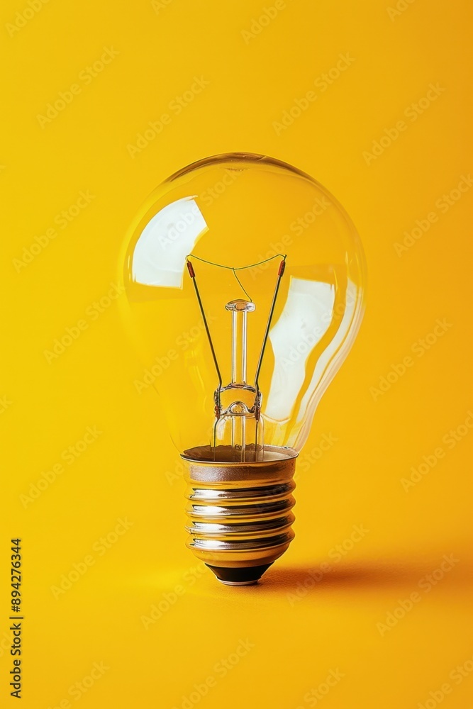 Yellow LED light bulb with a bright glow, set against a yellow background. A symbol of energy efficiency and environmentally friendly living. Yellow LED light bulb with a bright glow, set against a yellow background. A symbol of energy efficiency and environmentally friendly living.