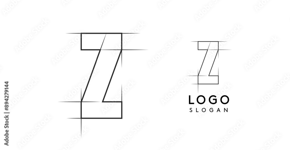 Letter Z pencil drawn, architectural blueprint logo design, construction plan, technical drawing. Ideal for corporate branding, industrial projects, engineering firms. Vector illustration Letter Z pencil drawn, architectural blueprint logo design, construction plan, technical drawing. Ideal for corporate branding, industrial projects, engineering firms. Vector illustration