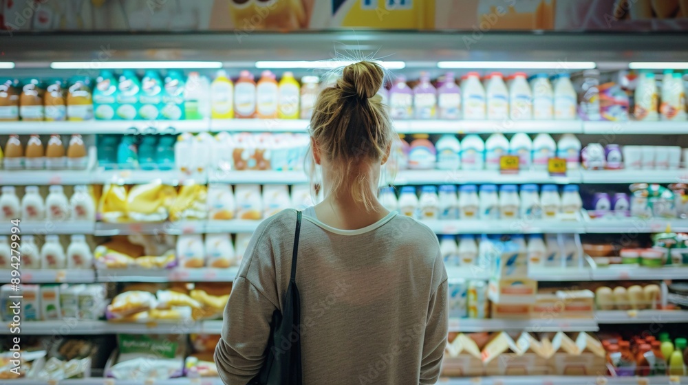 A woman selecting vegetables in a grocery store A woman selecting vegetables in a grocery store