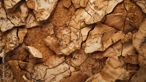 Close-up of a textured cork surface in warm brown tones. photo