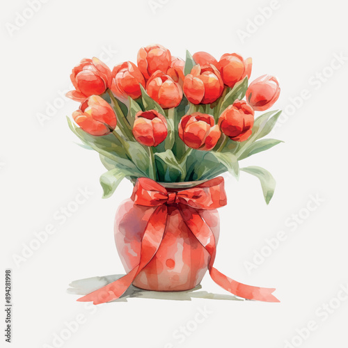 Vibrant watercolor tulip bouquet
