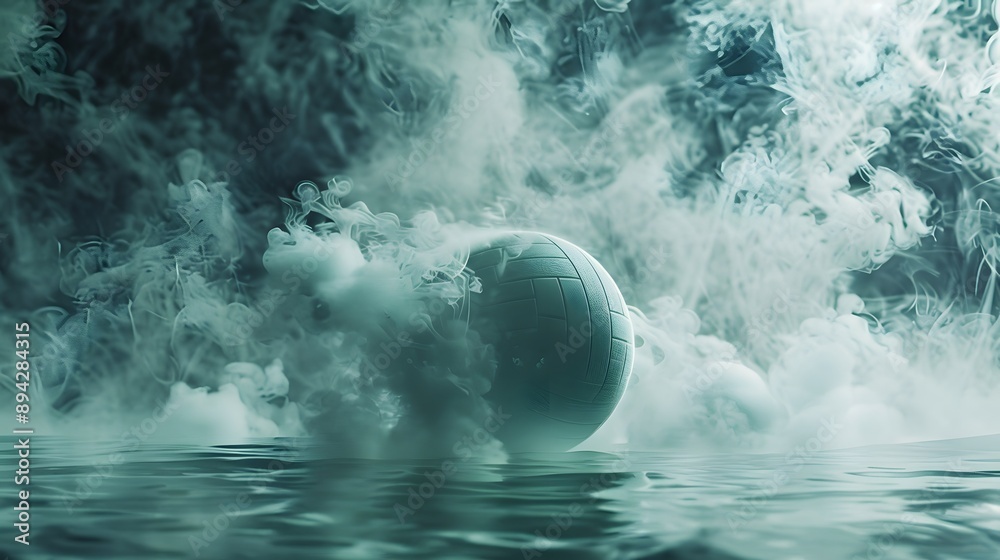 Naklejka premium Volleyball ball in fire and water. 