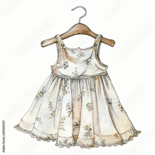 Floral baby dress illustration