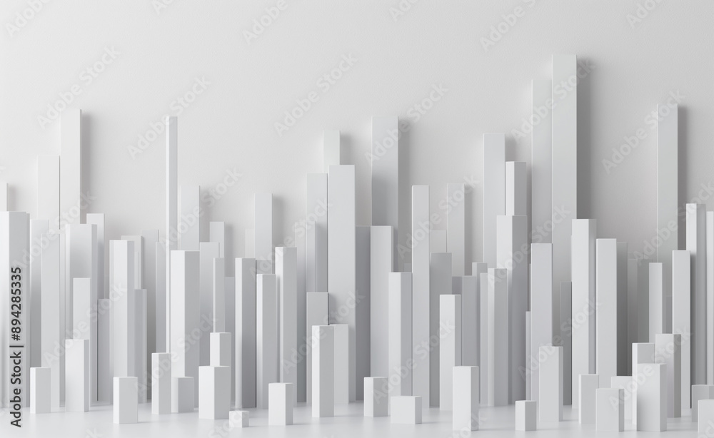 Minimalistic white bar chart on a plain background. Minimalistic white bar chart on a plain background.