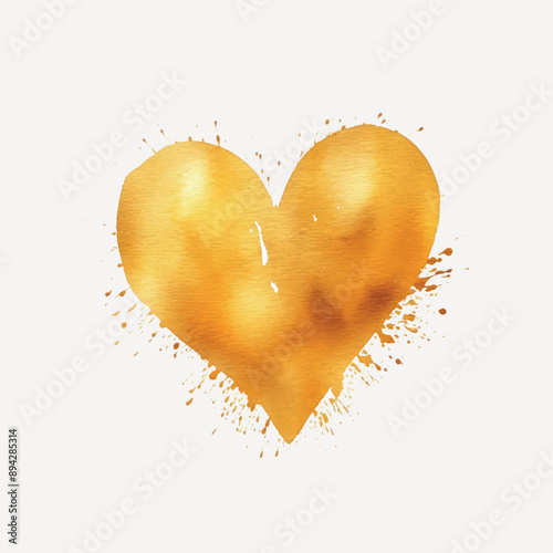 Golden heart watercolor splash