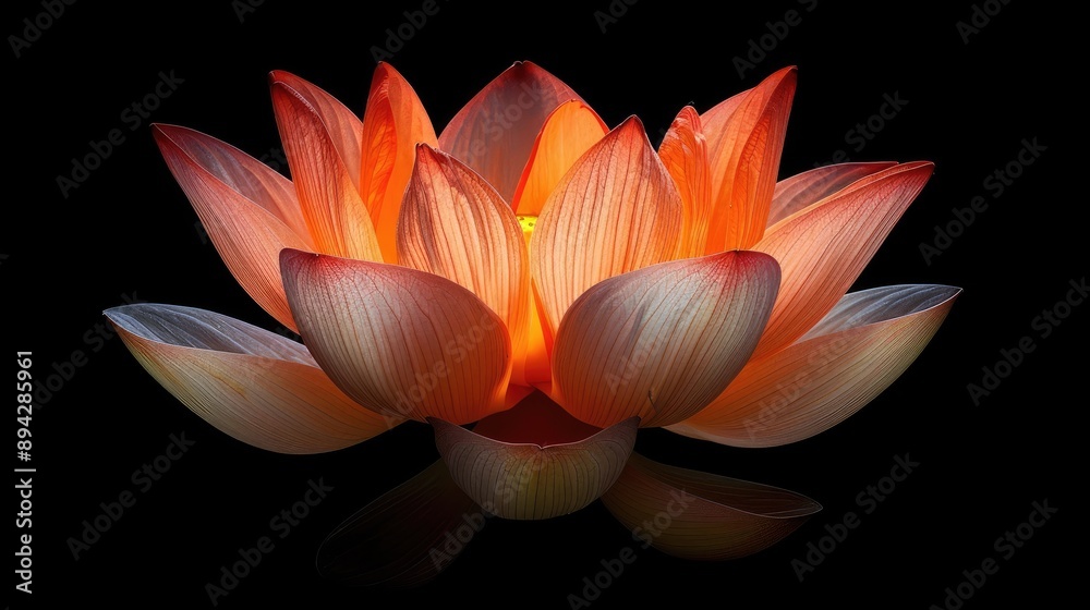 Vibrant pink water lily on a black background Vibrant pink water lily on a black background