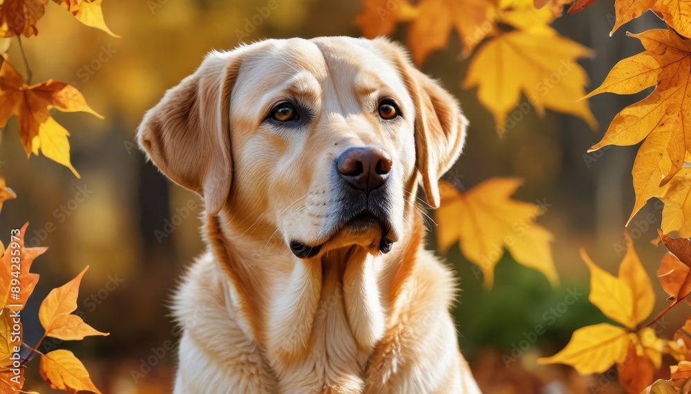 Golden Retriever in Autumn. Golden Retriever in Autumn.