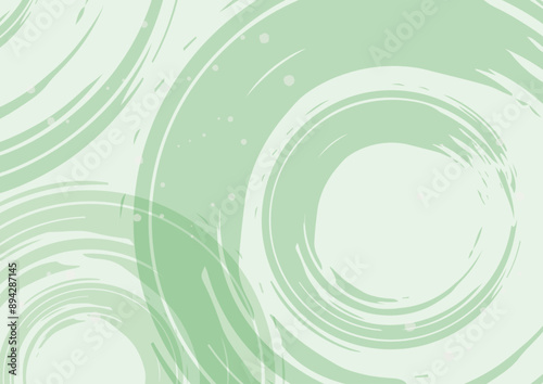 和風　爽やかな波紋模様　筆背景　緑