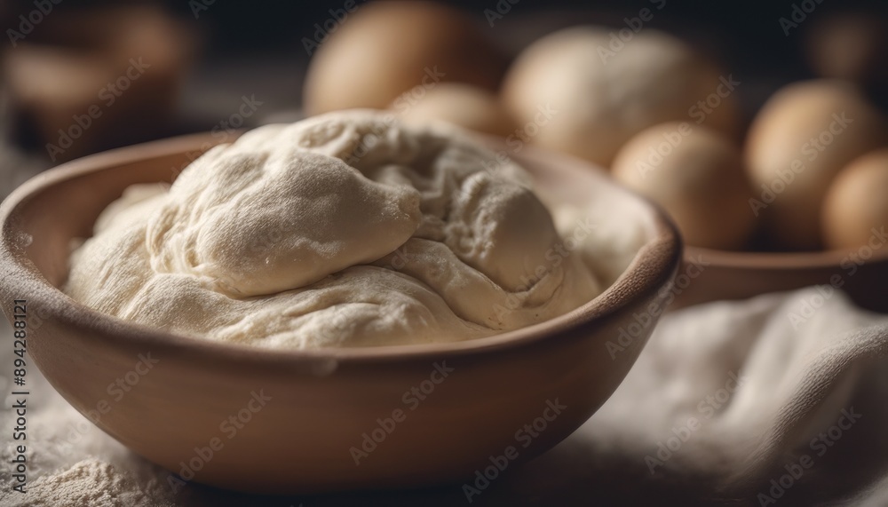 Homemade yeast dough in a bowl. Dough for baking bread. Homemade yeast dough in a bowl. Dough for baking bread.