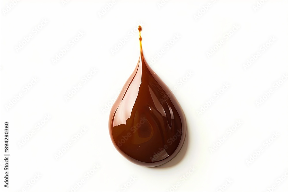 A chocolate drop on a white background. A chocolate drop on a white background.