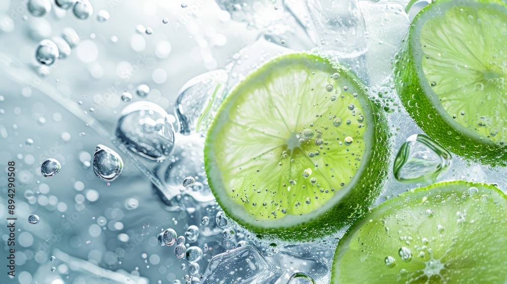 Fresh Home Made Fruit Lemonade with Sparkling Water and Ice Cubes.