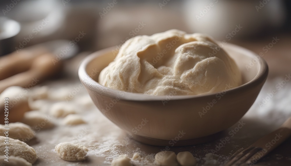 Homemade yeast dough in a bowl. Dough for baking bread. Homemade yeast dough in a bowl. Dough for baking bread.