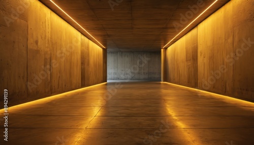 Illuminated Concrete Tunnel.