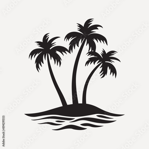 Tropical island palm trees silhouette