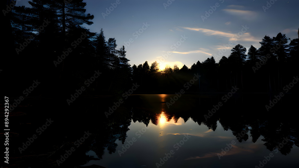 the-moon-reflected-on-a-calm-lake-at-night the-moon-reflected-on-a-calm-lake-at-night