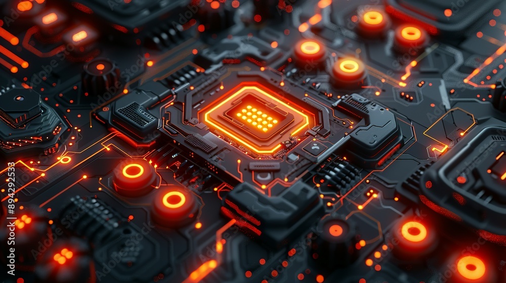 Abstract blend of tech patterns and mechanical parts representing the synergy of industrial processes and modern science. , Minimalism, Abstract blend of tech patterns and mechanical parts representing the synergy of industrial processes and modern science. , Minimalism,