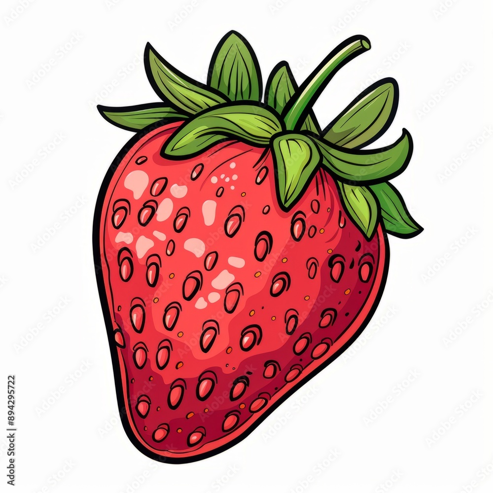 Obraz premium Cartoon Illustration of a Strawberry.
