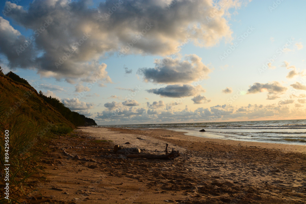 sunset on the beach, cloudly sky sunset on the beach, cloudly sky