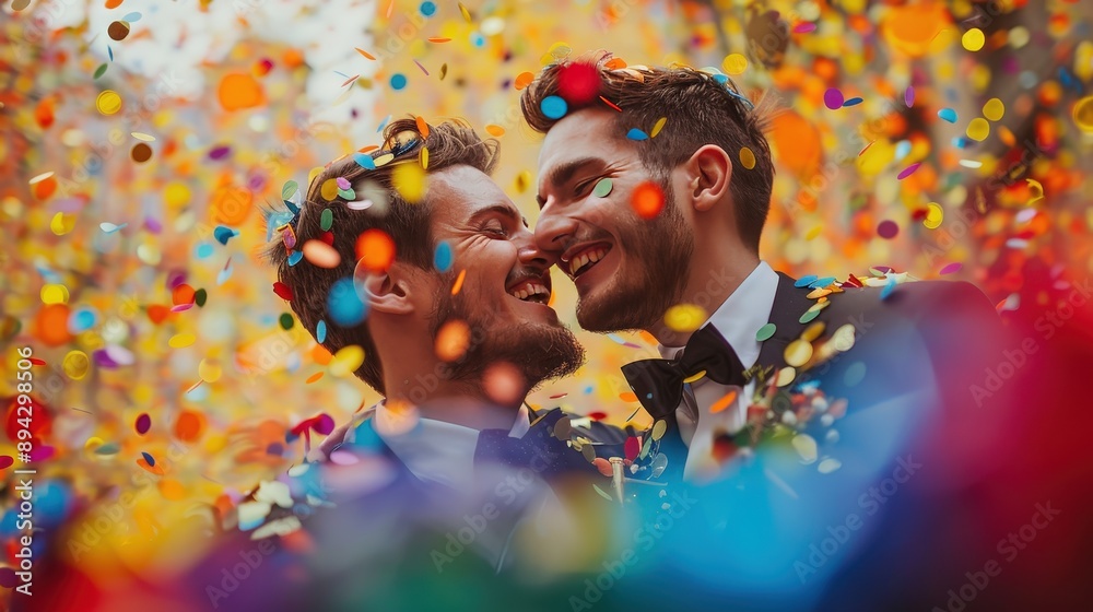 Obraz premium LGBTQ couple celebrating their wedding
