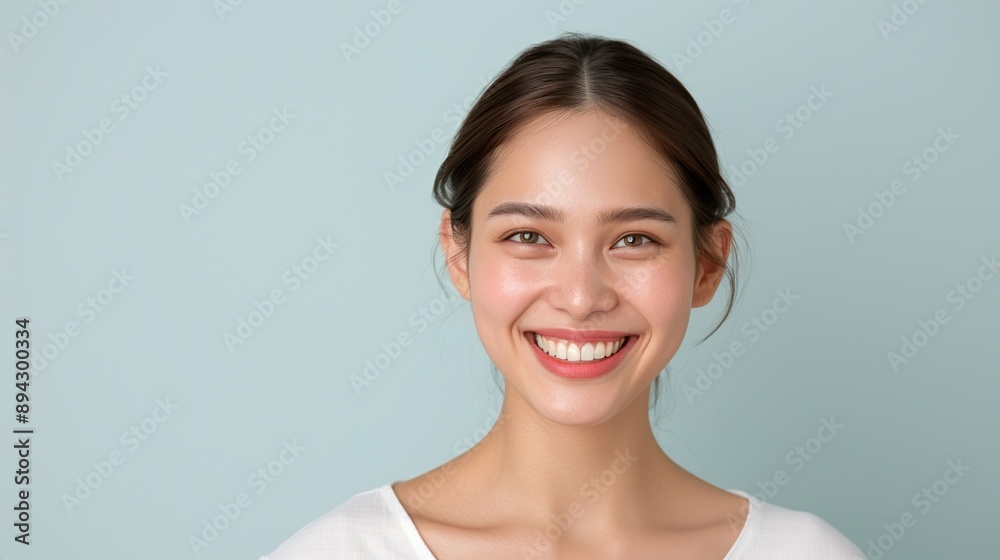 Hyper-detailed image of a smiling Malaysian woman with a radiant smile on a clear background, emphasizing her beauty and joyful expression. Realistic photo, Portrait , Minimalism, Hyper-detailed image of a smiling Malaysian woman with a radiant smile on a clear background, emphasizing her beauty and joyful expression. Realistic photo, Portrait , Minimalism,