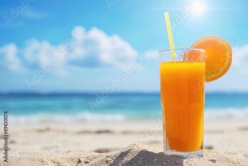 Orange Juice on a Sunny Beach