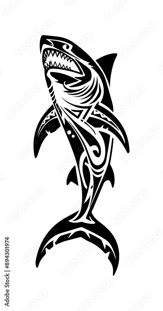 Naklejka premium Shark tribal tattoo