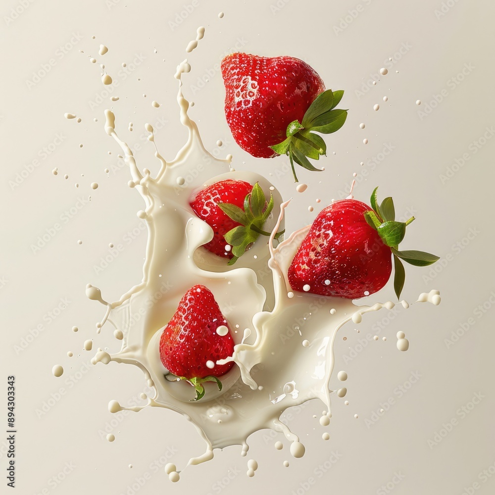 Milk Splash with Strawberries Milk Splash with Strawberries