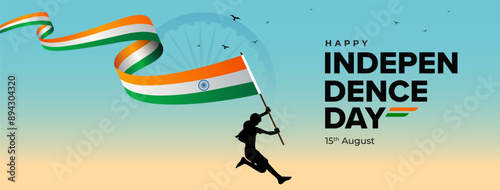 Happy Indian Independence Day Celebration Social Banner Design Template, Happy Independence Day Banner Illustration photo