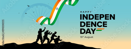 Happy Indian Independence Day Celebration Social Banner Design Template, Happy Independence Day Banner Illustration