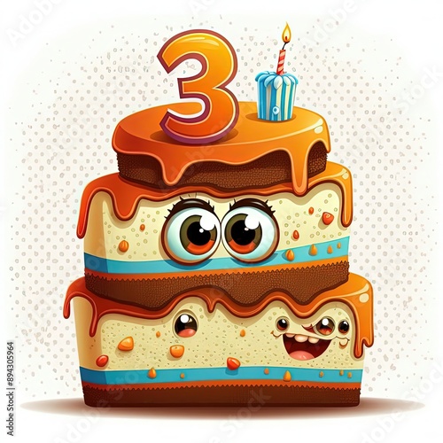 celebrate your third year event with a tasty cartoon cake generative ai technology