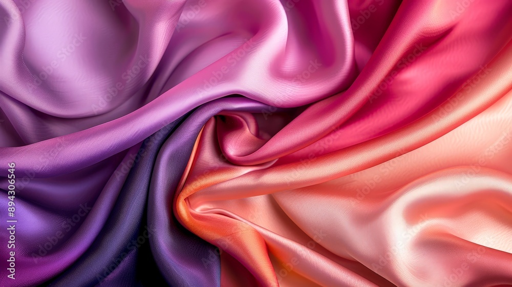 Obraz premium Elegance in Silk: Luxurious Fabric Folds with Vibrant Colors and Text Space